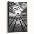 Framed abstract landscape canvas artwork showcasing a vibrant blend of colors with a black frame. Perfect for modern home decor, adding a touch of elegance to any room.