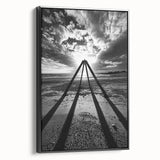 Framed abstract landscape canvas artwork showcasing a vibrant blend of colors with a black frame. Perfect for modern home decor, adding a touch of elegance to any room.