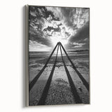 Framed canvas artwork showcasing an abstract landscape design with silver accents, viewed from the side, ideal for modern home decor and art enthusiasts.
