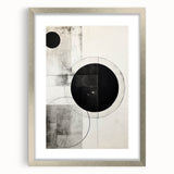 Abstract minimalist wall art framed in silver with a white mat, showcasing a modern design that enhances contemporary decor in any setting.