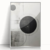 Framed abstract minimalist wall art featuring a white acrylic design, showcasing geometric shapes and soft colors, perfect for modern decor styles.