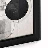 Close-up of a framed abstract minimalist wall art piece showcasing soft pastel colors and geometric shapes, ideal for modern home decor or office spaces.