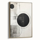 Abstract minimalist wall art framed in gold, showcasing geometric shapes and soft color gradients, ideal for modern home decor. Side view highlights elegant design.