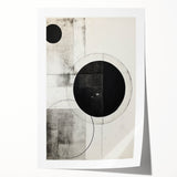 Abstract minimalist wall art print showcasing a blend of soft pastel colors and geometric shapes, rolled and packaged in a protective cardboard tube for easy storage.
