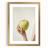 Extra large abstract art print featuring textured design of assorted fruits in vibrant colors, framed in gold.