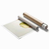 Extra large rolled print featuring an assortment of vibrant fruits on a white background, ideal for classy bathroom wall art.