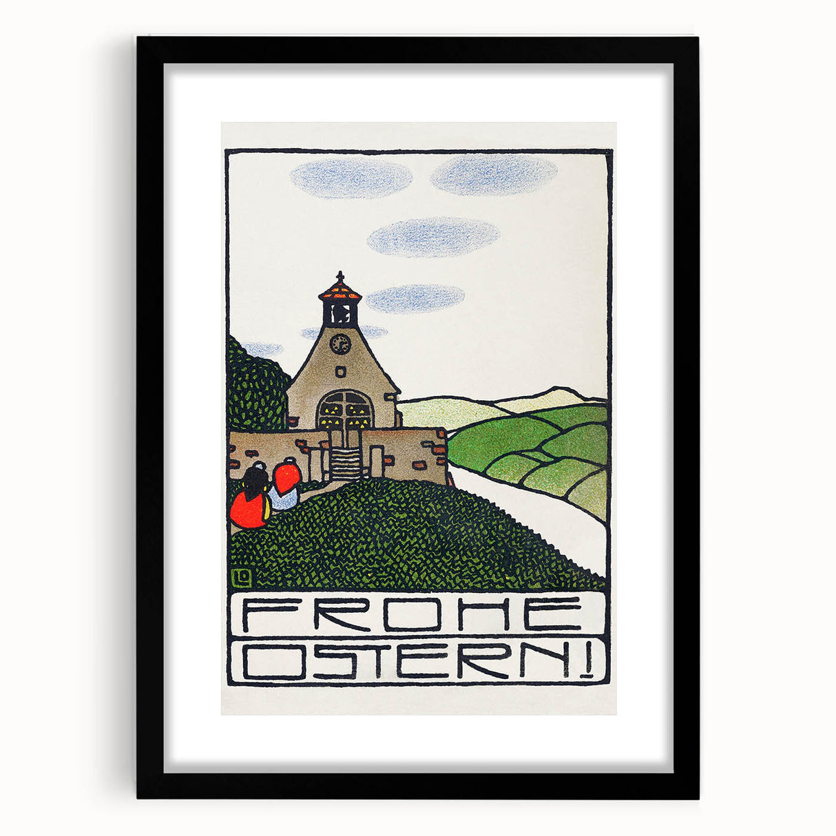 Charming Church Landscape Wall Art - Traditional Easter Decor Print