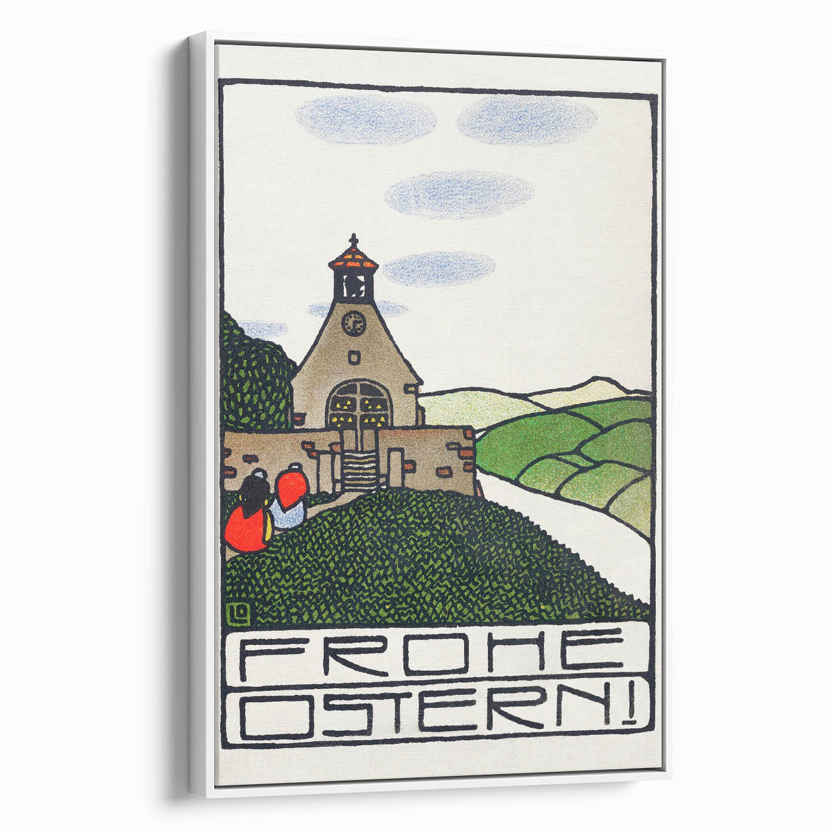 Charming Church Landscape Wall Art - Traditional Easter Decor Print