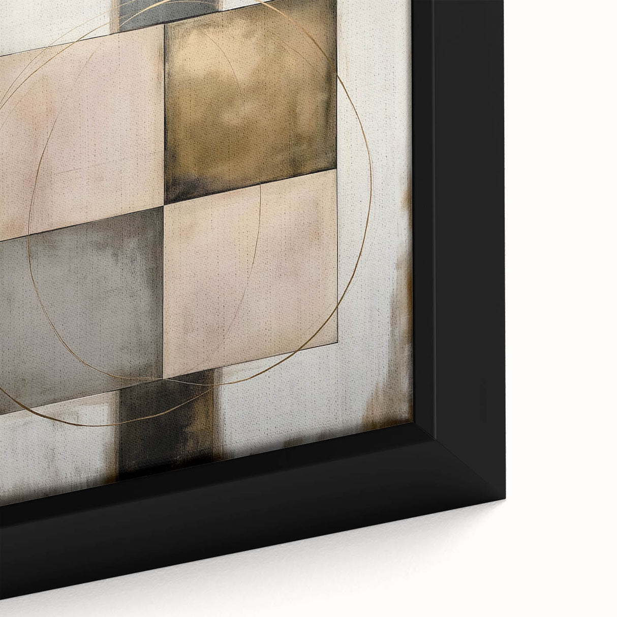 Elegant Geometric Wall Art – Gold & Beige Modern Canvas Print