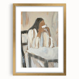 Abstract figurative frame with a gold mat, showcasing an elegant design, perfect for enhancing home decor and artistic aesthetics in modern interiors.