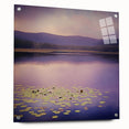 Abstract landscape artwork displayed in a sleek acrylic glass frame, showcasing vibrant colors and dynamic shapes, ideal for modern home decor. The side view highlights the unique pin mounting, emphasizing its contemporary design.