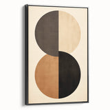 Framed abstract minimalist wall art featuring a sleek black design. Showcased from a side view, it highlights the depth and texture of the canvas, perfect for modern home decor.
