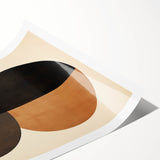 Abstract minimalist wall art print showcasing a blend of soft pastel colors and geometric shapes, elegantly rolled and ready for display in a stylish home setting.