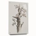 Abstract floral design on acrylic glass side view, showcasing vibrant colors and dynamic shapes, accented with decorative pins for a modern artistic touch. Perfect for contemporary home decor.