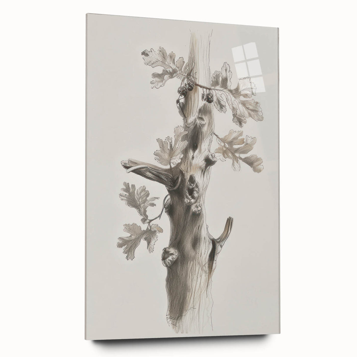 Abstract floral artwork on acrylic glass, displaying vibrant colors and intricate patterns. Side view showcasing the sleek design without visible pins, perfect for modern decor.