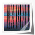 Abstract landscape print showcasing vibrant colors and dynamic shapes, elegantly framed and displayed in a modern setting, perfect for contemporary home decor.