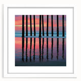 Abstract landscape artwork framed in white matting, showcasing soft earth tones and flowing shapes, perfect for modern home decor or office spaces.