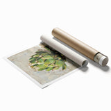 Extra large rolled print of vibrant floral art featuring assorted fruits.