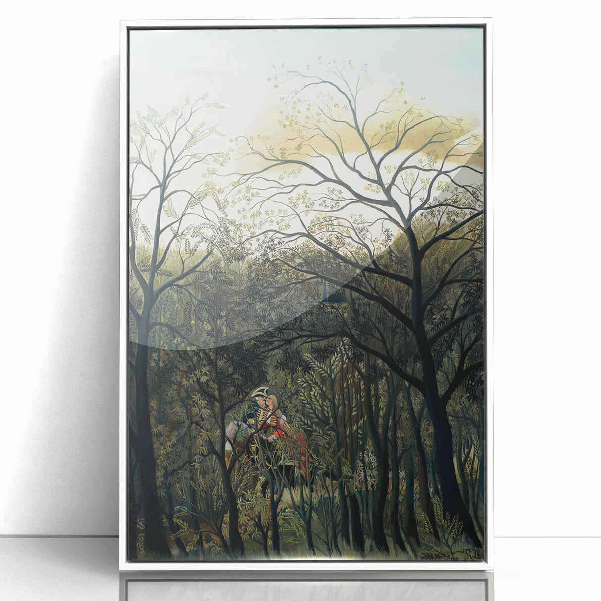 Romantic Forest Scene Wall Art - Enchanting Rendezvous in Nature Decor