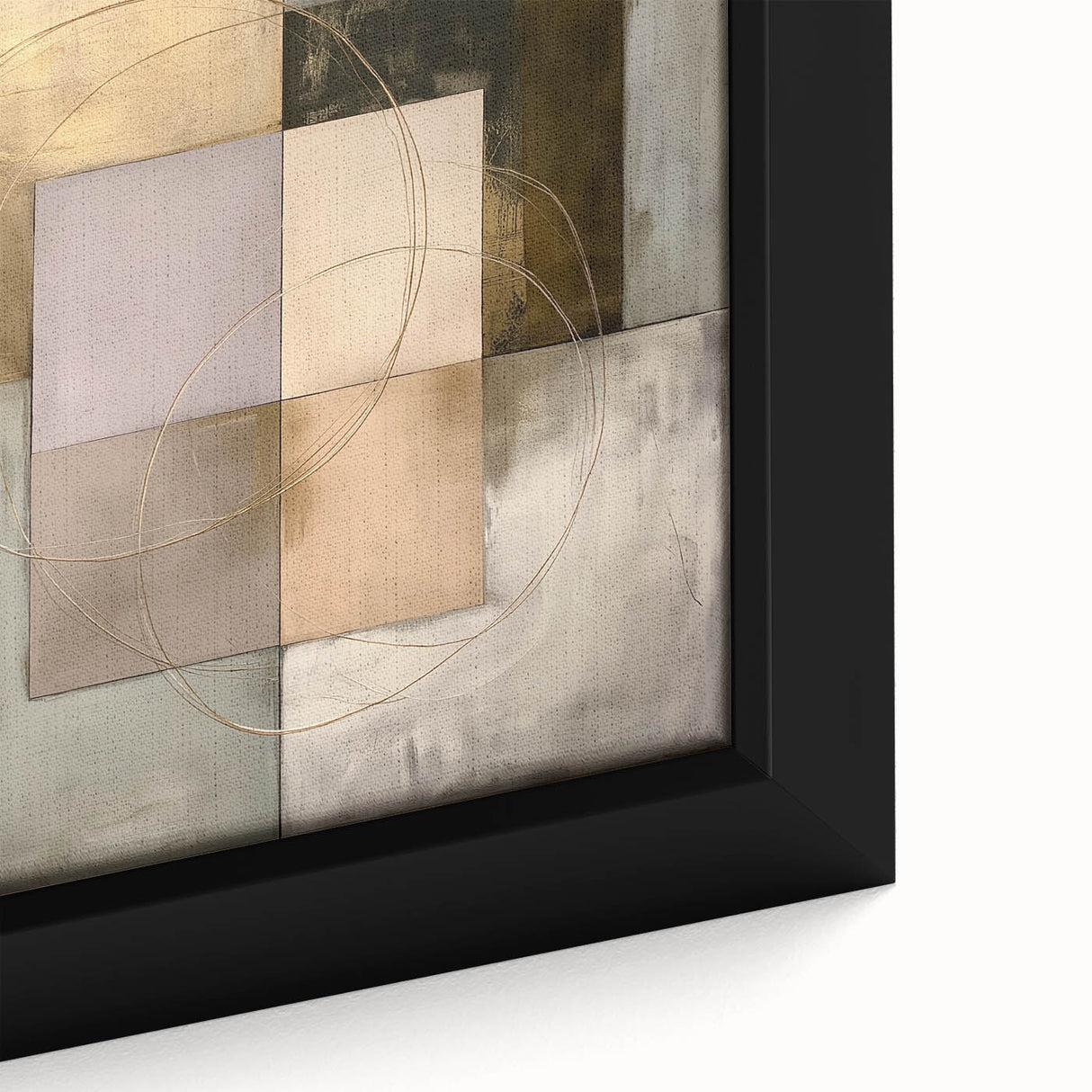 Elegant Geometric Wall Art – Gold & Green Modern Canvas Print
