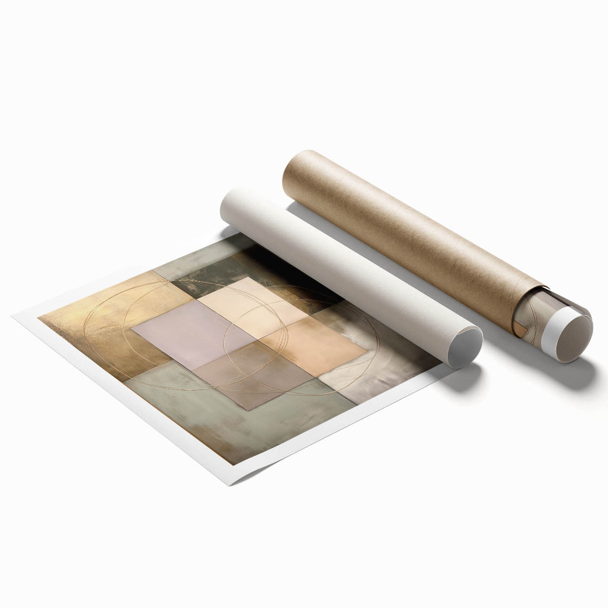 Elegant Geometric Wall Art – Gold & Green Modern Canvas Print