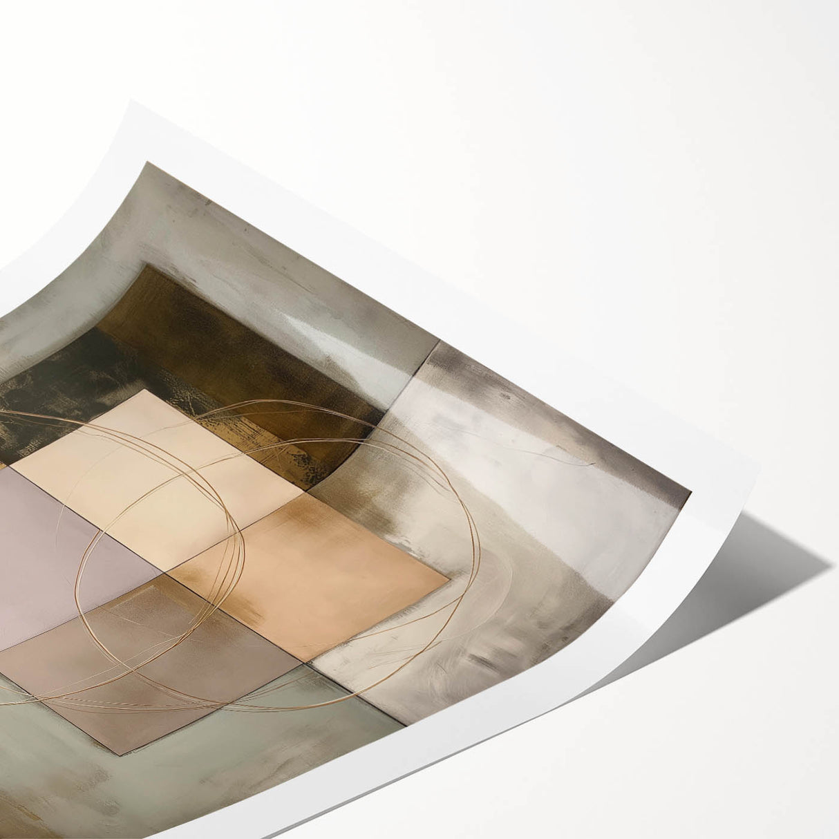 Elegant Geometric Wall Art – Gold & Green Modern Canvas Print