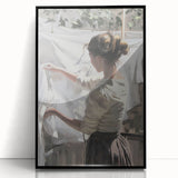 Abstract figurative artwork in a sleek black frame, showcasing vibrant colors and dynamic shapes, ideal for modern home decor. Perfect for art enthusiasts seeking a bold statement piece.