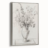 Framed canvas artwork showcasing abstract floral designs in vibrant colors, accented with a sleek silver frame, perfect for modern home decor.