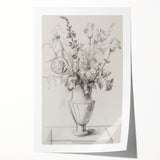 Abstract floral design rolled print showcasing vibrant colors of pink, blue, and green with intricate detailing, perfect for modern home decor.