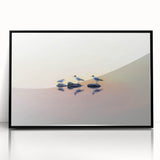 Abstract landscape artwork featuring vibrant colors in a black frame, showcasing a modern design ideal for contemporary home decor. The painting blends soft hues of blue and green with dynamic brush strokes, creating a tranquil yet engaging visual. Perfect for accentuating living spaces or as a focal point in a gallery wall.