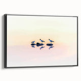 Framed canvas artwork showcasing an abstract landscape with earthy tones and textured brushstrokes, accentuated by a sleek black frame, ideal for modern decor.