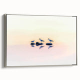 Abstract landscape framed canvas artwork showcasing a silver frame, displaying vibrant colors and dynamic shapes, perfect for modern home decor.
