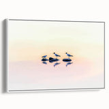 Framed abstract landscape canvas art showcasing soft white and muted earth tones, elegantly displayed in a modern setting, adding a serene touch to home decor. This visually striking piece enhances any contemporary interior with its calming aesthetic.