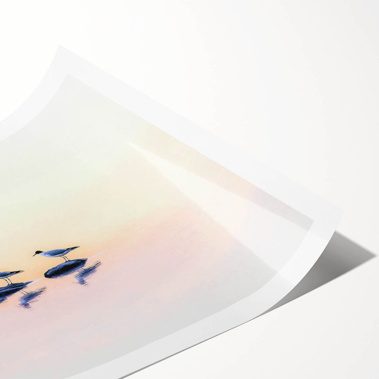 Abstract landscape rolled print showcasing vibrant colors and fluid shapes, ideal for modern decor. Packaged securely in a cardboard tube for safe delivery.