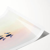 Abstract landscape rolled print showcasing vibrant colors and fluid shapes, ideal for modern decor. Packaged securely in a cardboard tube for safe delivery.
