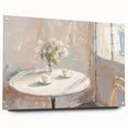 Large abstract wall art on acrylic glass featuring vibrant, swirling colors, ideal for dining room decor.