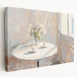 Large stretched canvas featuring a variety of colorful fruit and vegetable illustrations, ideal for kitchen wall art.