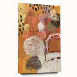 Large abstract wall art in autumn hues on acrylic, mid-century modernist style, ideal for dining room decor.