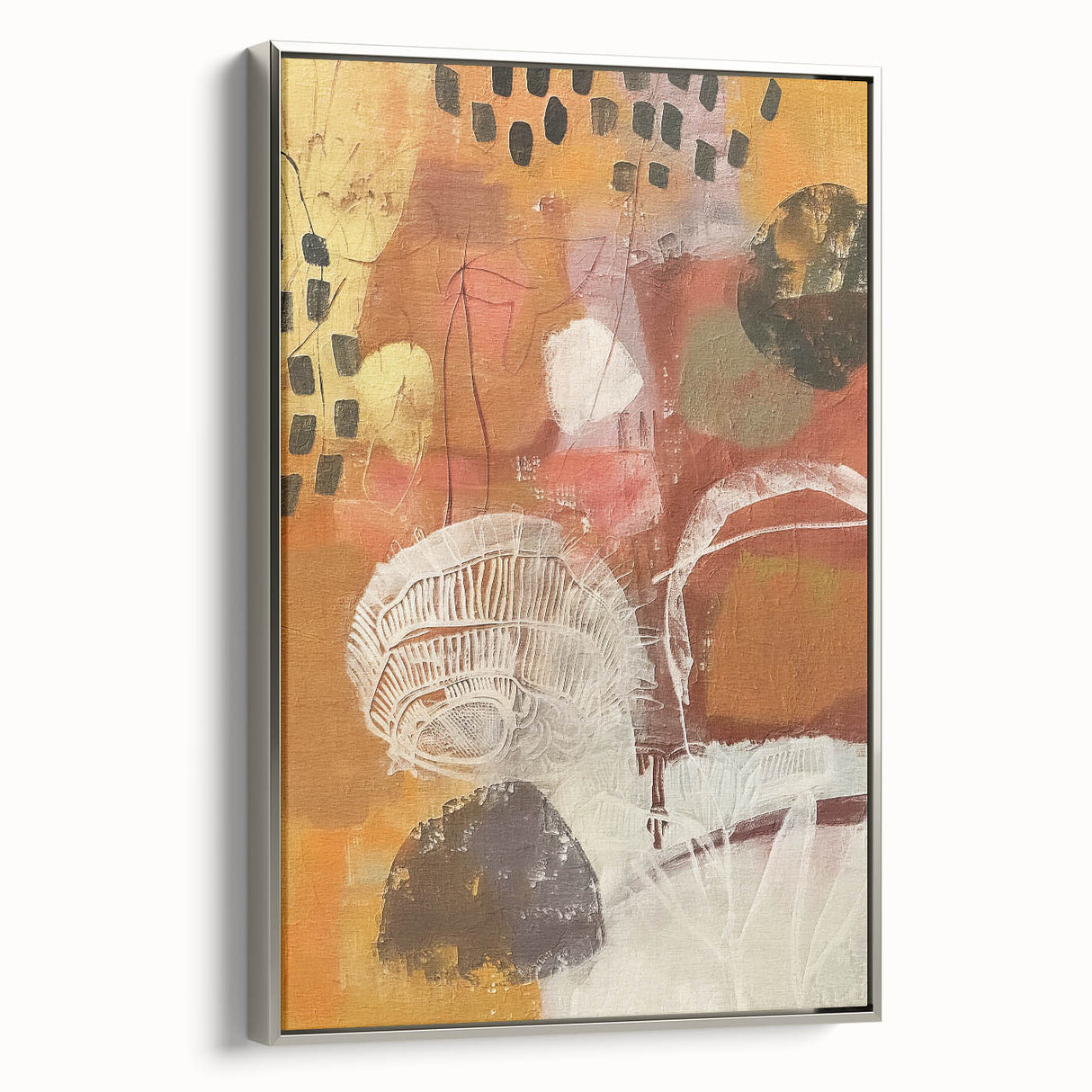 Landscape art painting depicting a fall scene with colorful foliage on a framed canvas, ideal for living room decor.