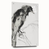 Abstract figurative acrylic artwork displayed from the side, showcasing vibrant colors and dynamic shapes, secured with colorful pins against a neutral background.