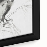 Close-up of an abstract figurative framed canvas artwork showcasing vibrant colors, intricate textures, and modern design elements, perfect for contemporary home decor.