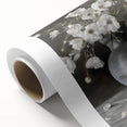 Abstract floral design on rolled canvas featuring vibrant colors of pink, blue, and green. Perfect for modern home decor, it comes securely packaged in a cardboard tube.