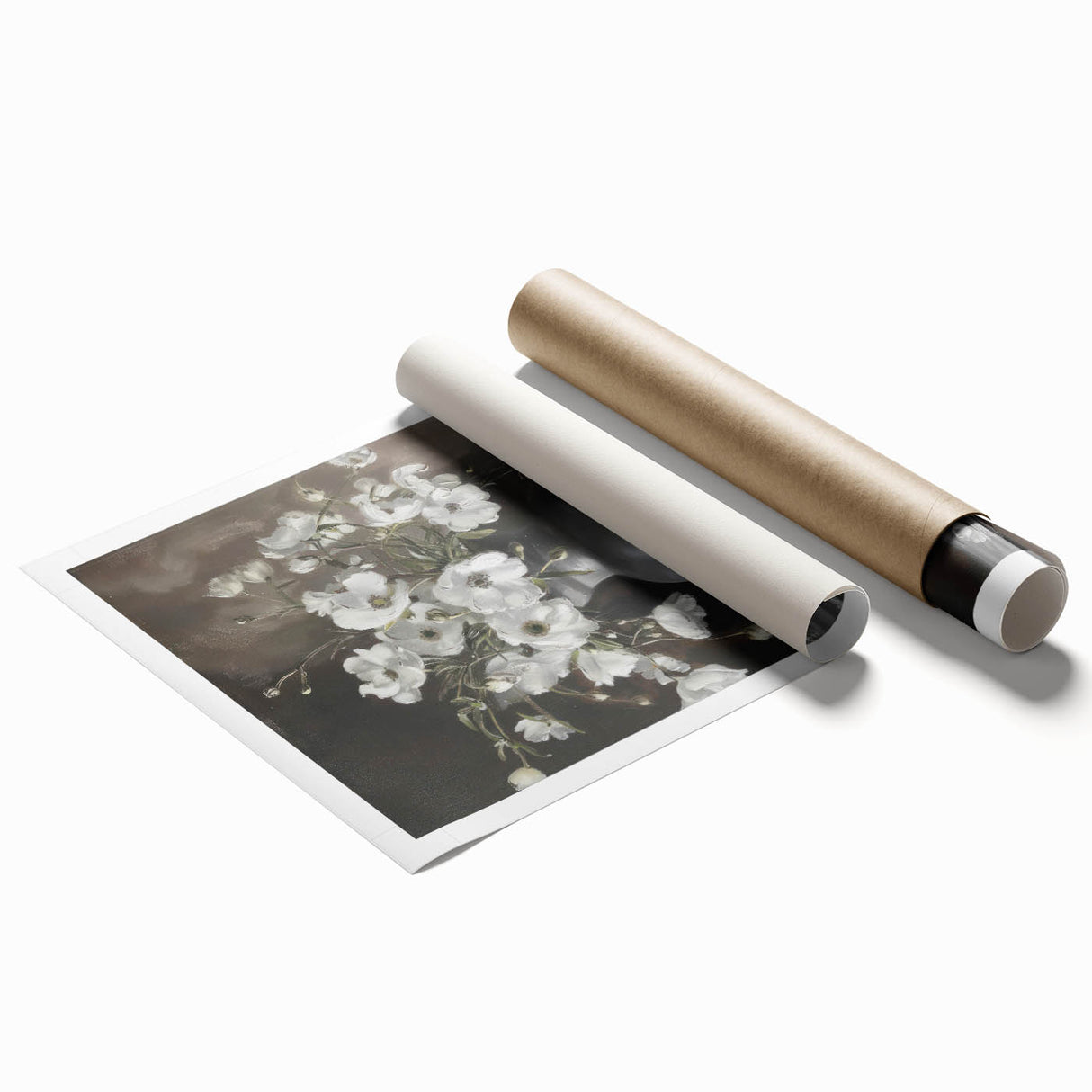 Vibrant abstract floral rolled canvas print featuring bold colors and intricate designs, ideal for home decor, art enthusiasts, and modern interiors.