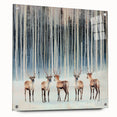 Abstract landscape artwork displayed in acrylic glass, showcasing vibrant colors and intricate details, perfect for modern home decor. Side view highlights mounting pins for easy installation.