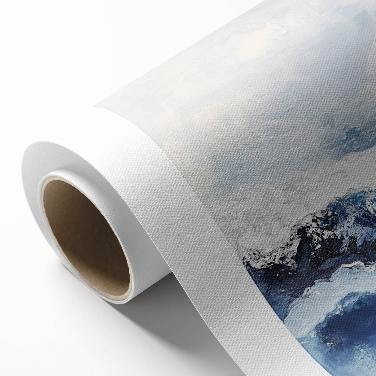 Stormy Modern Abstract Wall Art – Navy and White Canvas Print