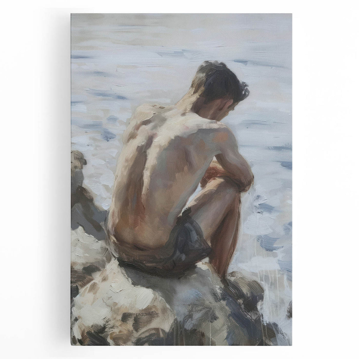 Abstract figurative stretched canvas artwork showcasing vibrant colors and fluid shapes, ideal for modern home decor. Perfect for creating a dynamic focal point in any space.