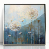 Framed acrylic artwork showcasing vibrant abstract floral designs in shades of pink and gold, set in a sleek silver frame, ideal for modern home decor.