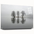 Abstract landscape artwork displayed in a side view, showcasing vibrant colors and intricate details, expertly mounted with pins on a sleek acrylic glass surface, perfect for modern decor.