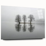 Abstract landscape artwork displayed in acrylic glass, showcasing vibrant colors and fluid shapes that evoke a sense of tranquility and depth, perfect for modern decor.