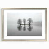 Abstract landscape artwork framed in a silver mat, showcasing a serene blend of soft colors and textures, ideal for modern home decor.